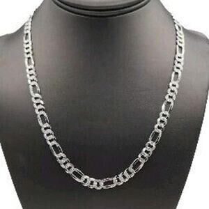 925 Sterling Silver Figaro's Chain Necklace 20"A